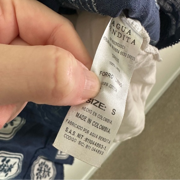 Agua Bendita Herbarium navy flared mini dress SZ S - Picture 4 of 9